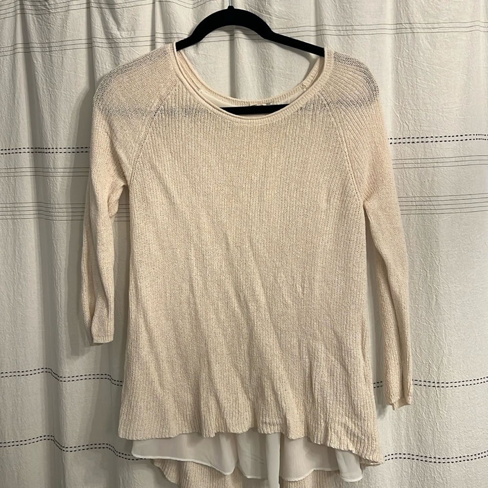 Reposh moth small light pink sweater with chiffon back